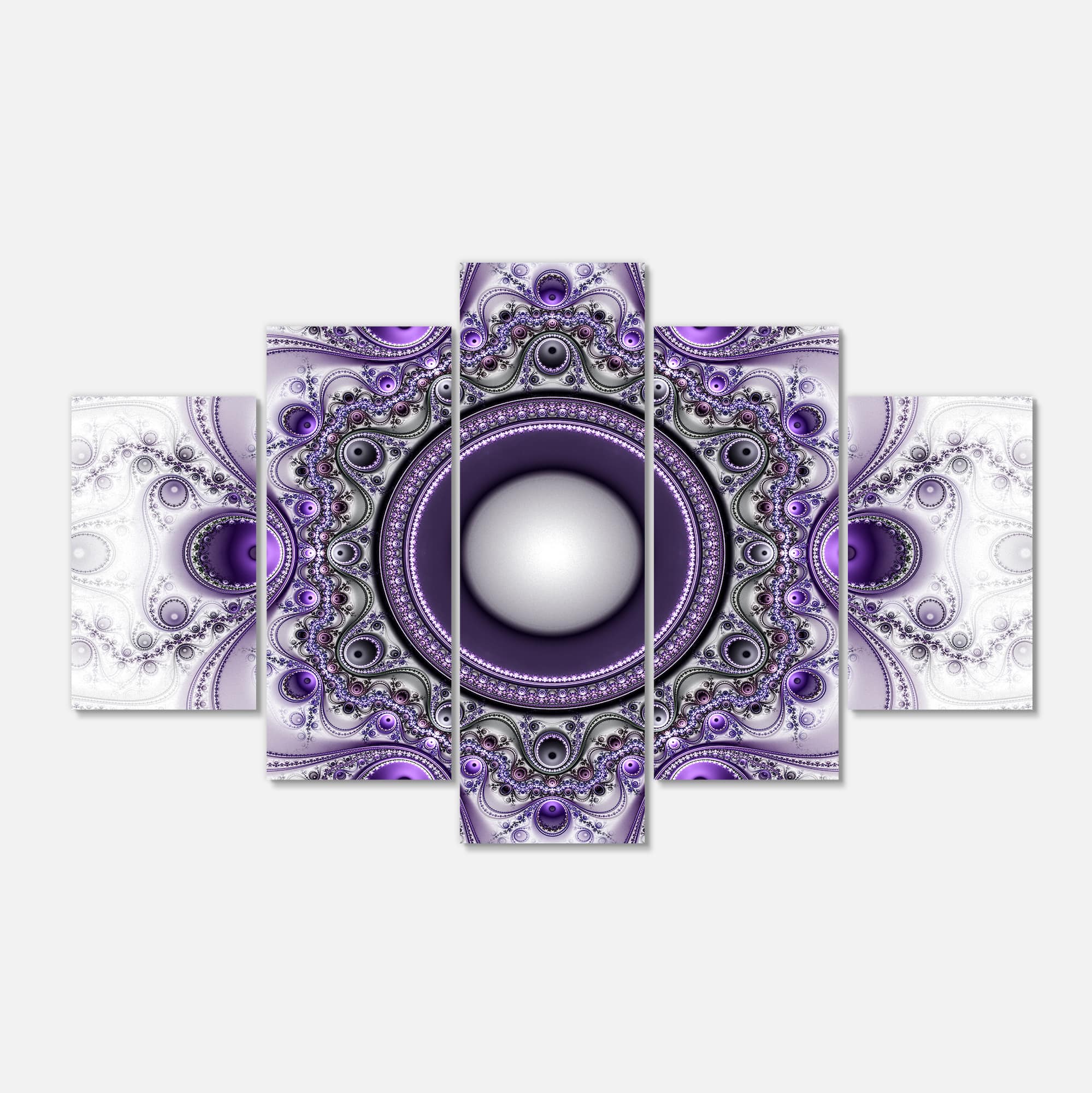 Designart - Purple Fractal Pattern with Circles - Contemporary Canvas Art Print